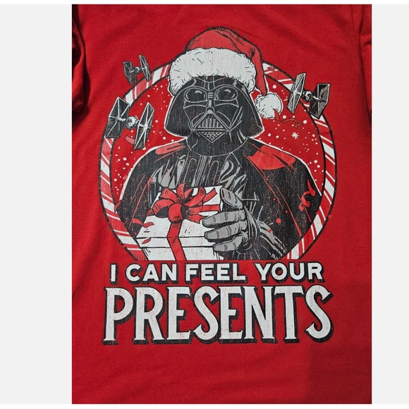 Star Wars Shirt Mens Large Red Darth Vader Christmas I Can Feel Your Presents - Picture 3 of 6